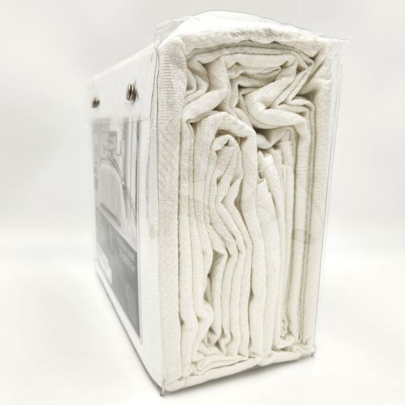 Hudson Park Collection Off White Textured Cotton Blend Full/Queen Duvet Cover - Picture 4 of 5